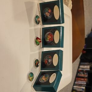 Vintage Miniature "Santa's Club Soda" Baby Animals In Bottle Cap Ornaments